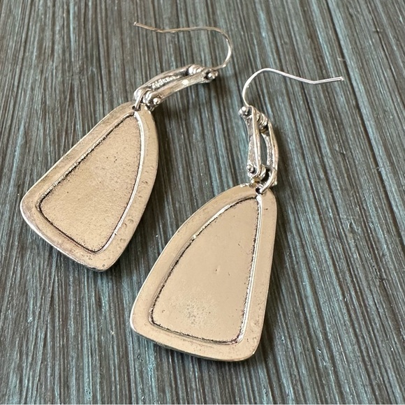 Beautiful Unique Boho Green Silver Dangle Drop Earrings - Picture 2 of 4